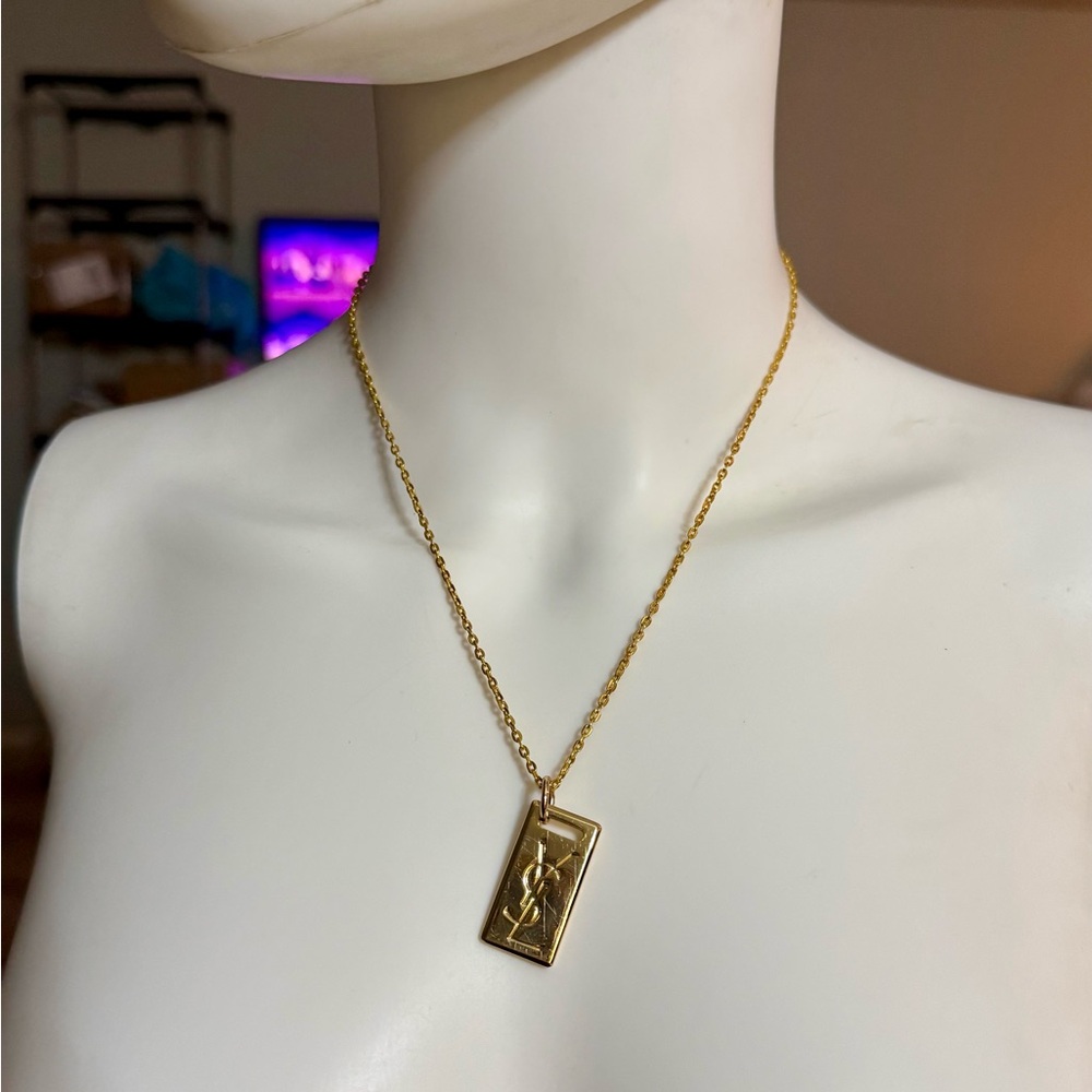 Yves Saint Laurent YSL Gold Plated Pendant Necklace